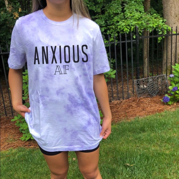 Anxious AF Tie Dye Crew Neck Short Sleeve Tee Shirt - Picture 3 of 4